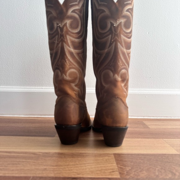 Durango Brown Tan Leather Western Heeled Boots - Picture 4 of 8
